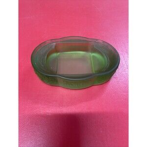 Vintage Satin Frosted Green Glass Trinket Bowl Soap Dish